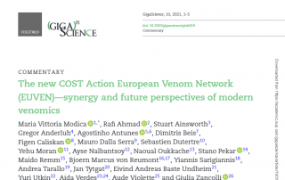 New paper published, entitled The new COST Action European Venom Network(EUVEN)—synergy and future perspectives of modern venomics